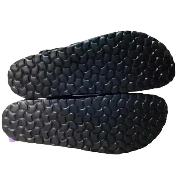 Plakton Baku Mens 10.5 44 Slingback 2 Strap Cork Sandals Black Soft Footbed NEW